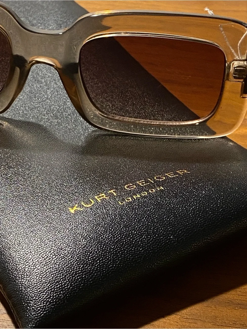 Kurt Geiger Transparent Brown Oversized Square Sunglasses